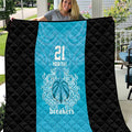 New Zealand Custom Quilt Fire Basketball Maori Tribal Sky Blue - Aussie Hoodie