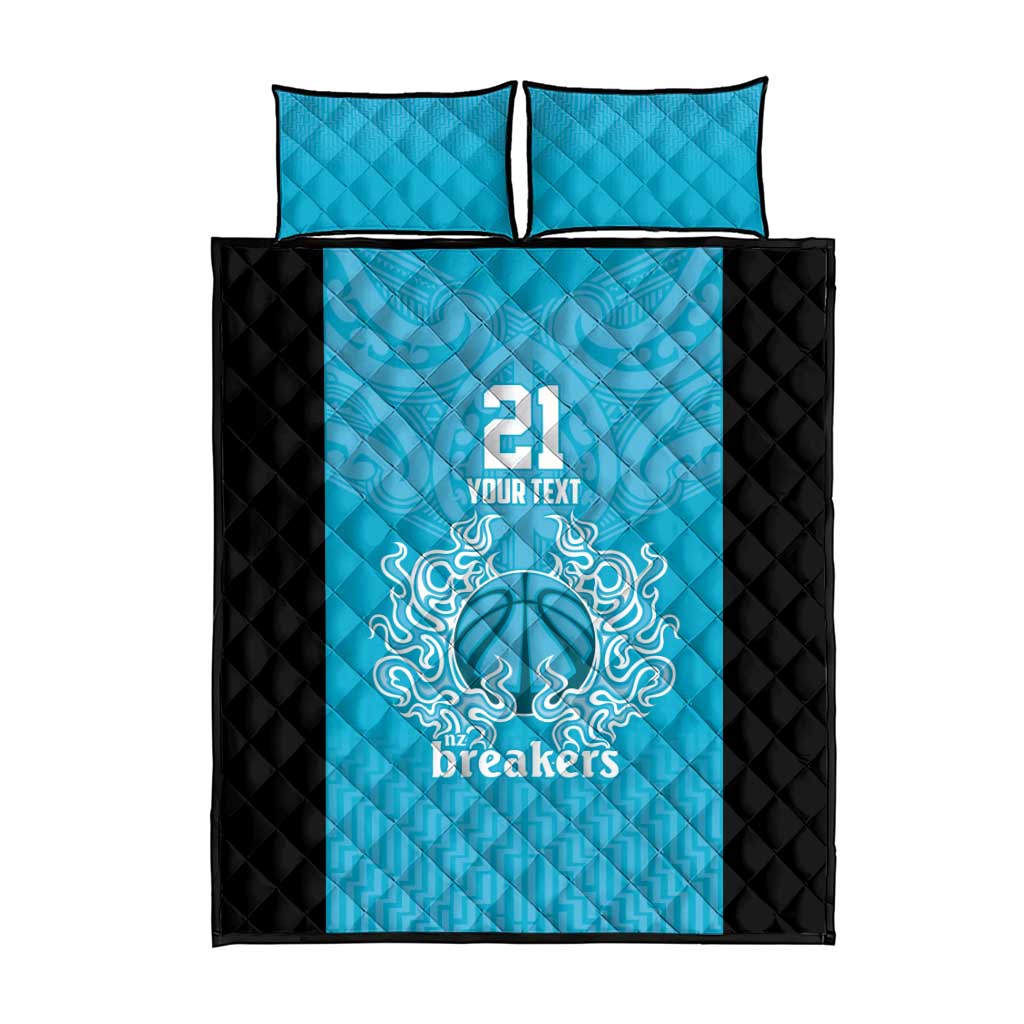 New Zealand Custom Quilt Bed Set Fire Basketball Maori Tribal Sky Blue - Aussie Hoodie