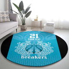 New Zealand Custom Round Carpet Fire Basketball Maori Tribal Sky Blue - Aussie Hoodie