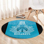 New Zealand Custom Round Carpet Fire Basketball Maori Tribal Sky Blue - Aussie Hoodie