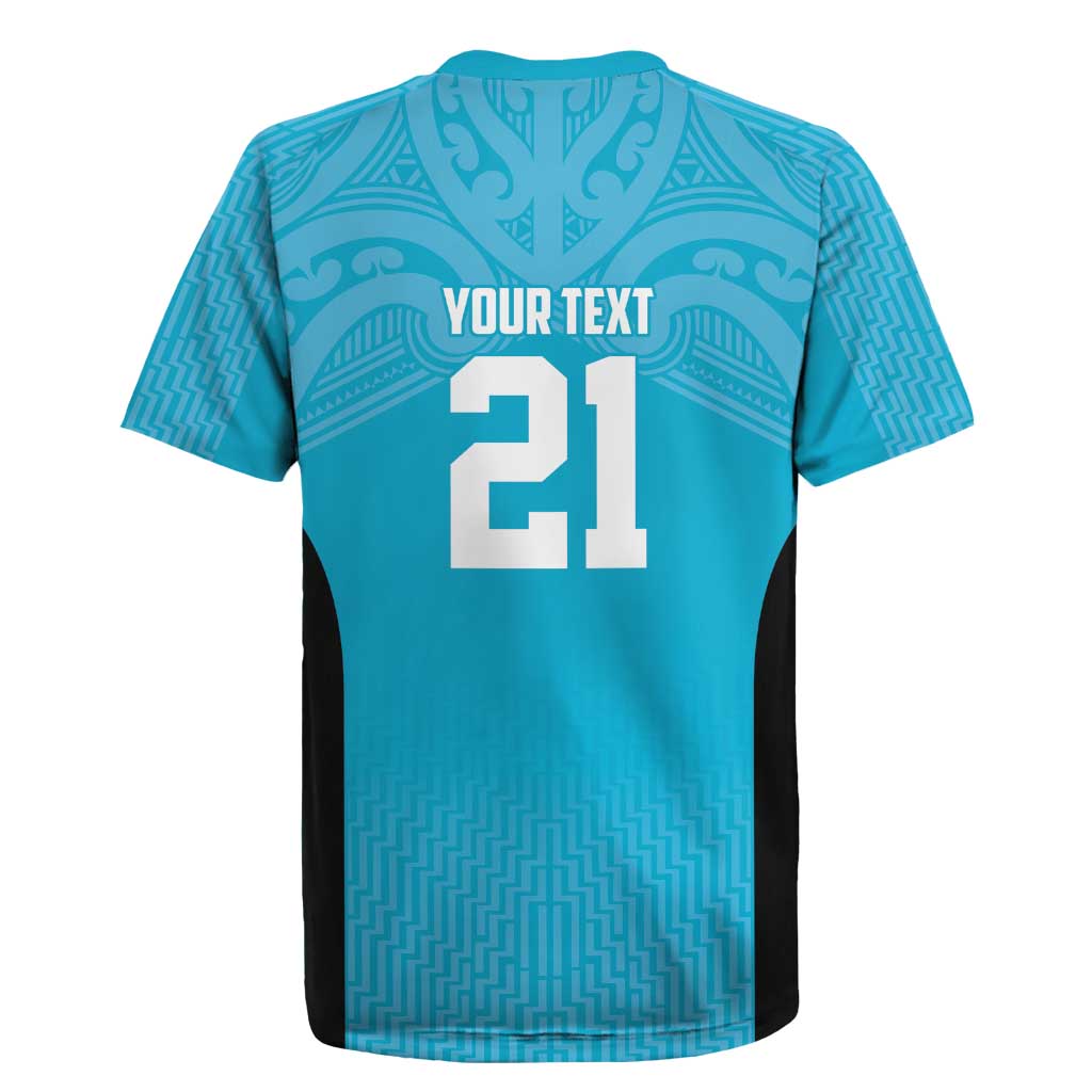 New Zealand Custom Rugby Jersey Fire Basketball Maori Tribal Sky Blue - Aussie Hoodie