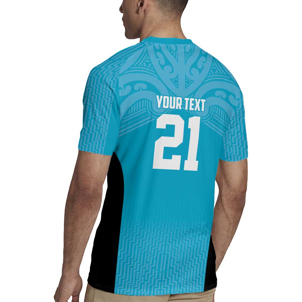 New Zealand Custom Rugby Jersey Fire Basketball Maori Tribal Sky Blue - Aussie Hoodie