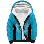 New Zealand Custom Sherpa Hoodie Fire Basketball Maori Tribal Sky Blue - Aussie Hoodie