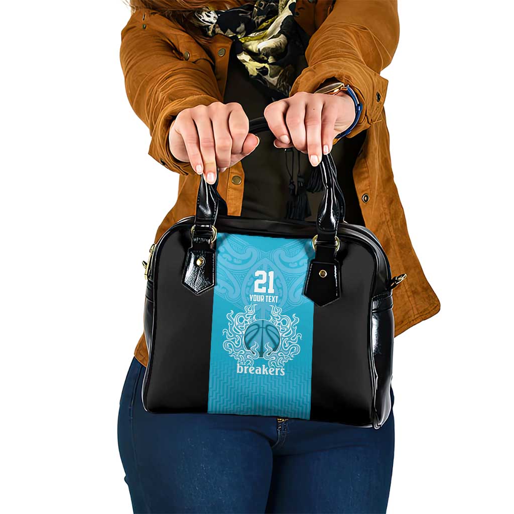 New Zealand Custom Shoulder Handbag Fire Basketball Maori Tribal Sky Blue - Aussie Hoodie