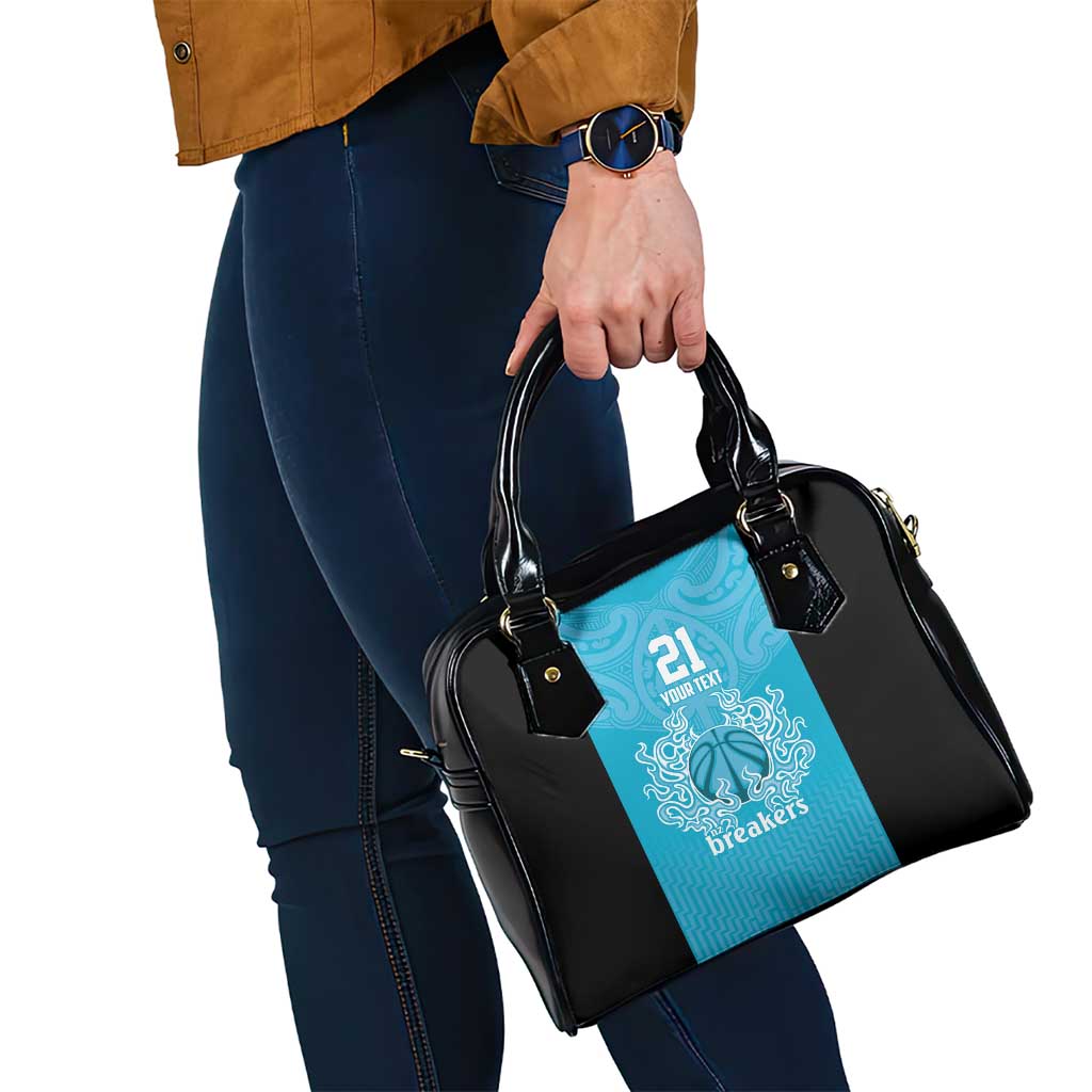 New Zealand Custom Shoulder Handbag Fire Basketball Maori Tribal Sky Blue - Aussie Hoodie