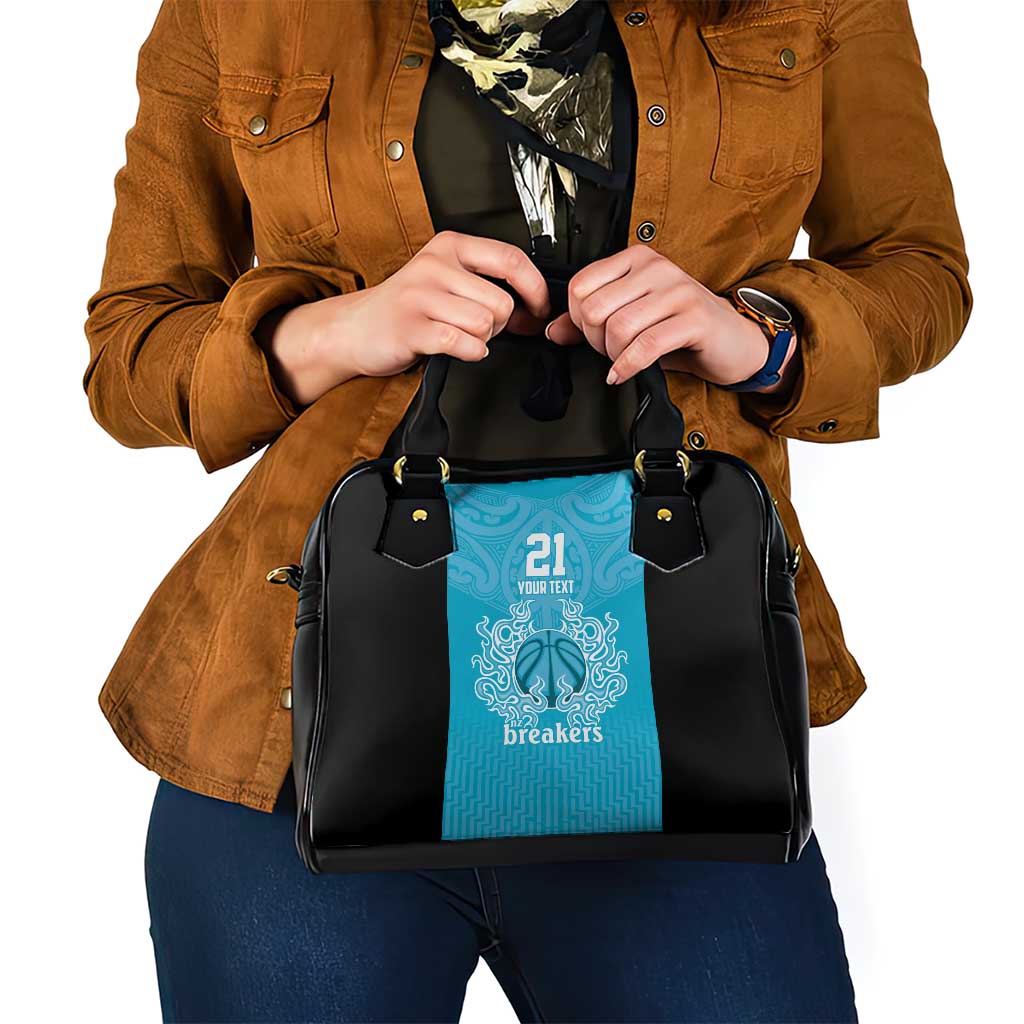 New Zealand Custom Shoulder Handbag Fire Basketball Maori Tribal Sky Blue - Aussie Hoodie