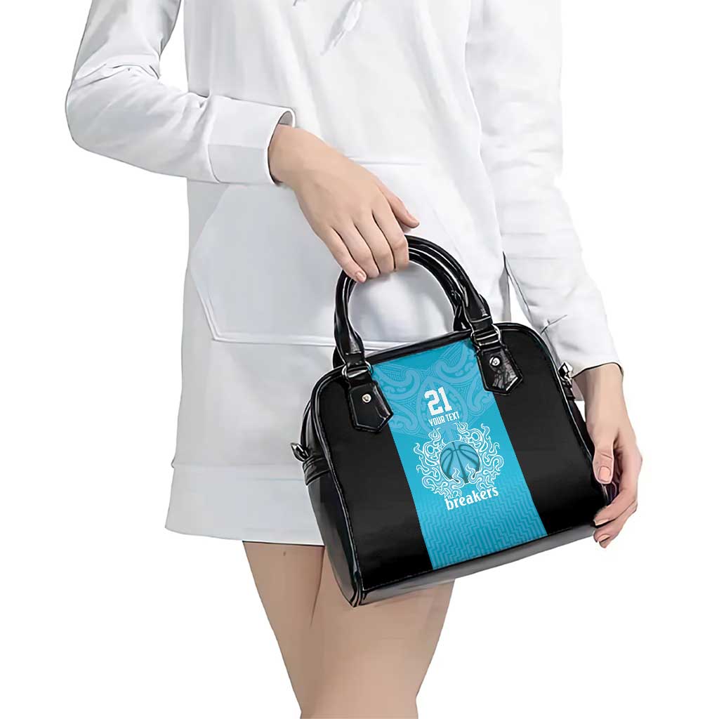 New Zealand Custom Shoulder Handbag Fire Basketball Maori Tribal Sky Blue - Aussie Hoodie