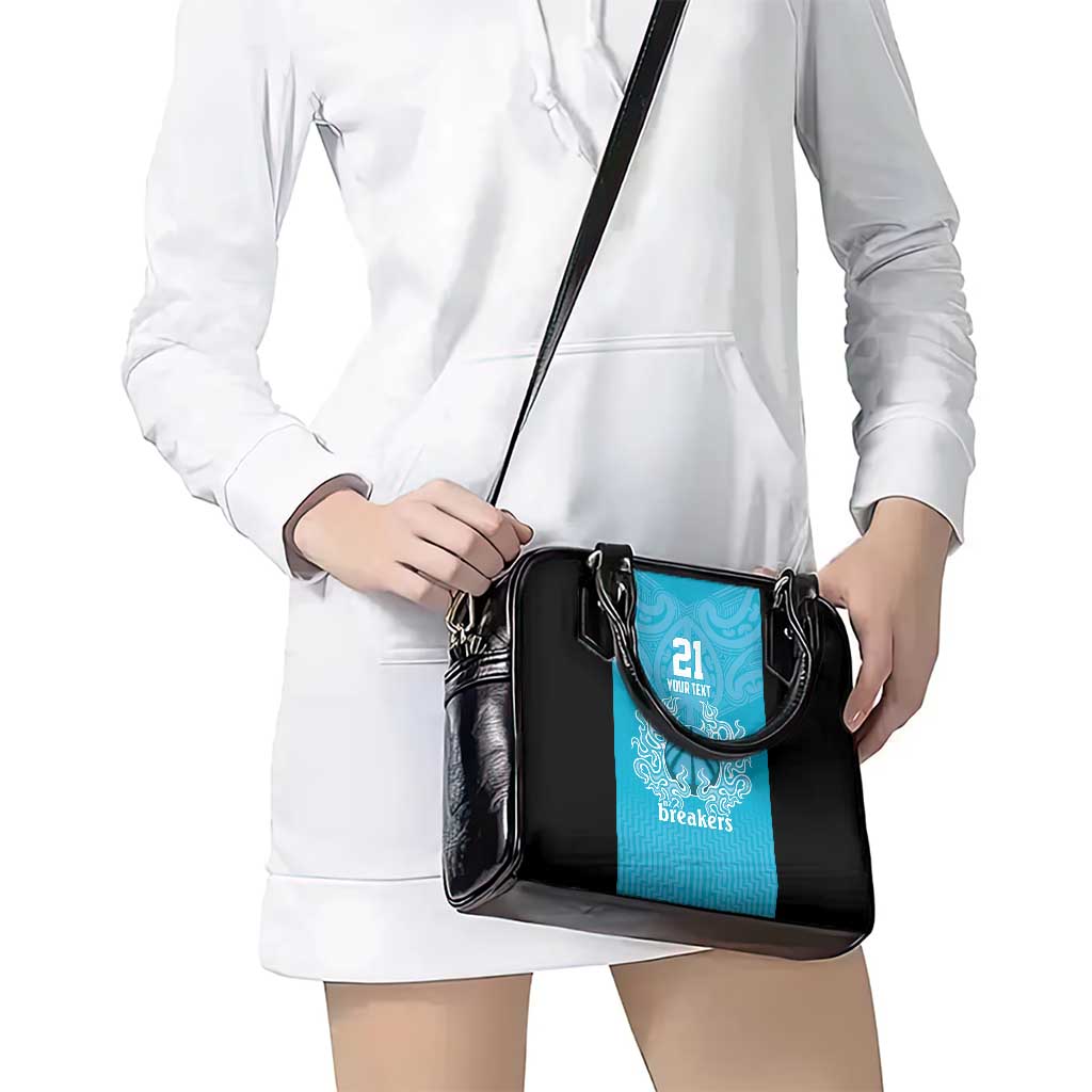 New Zealand Custom Shoulder Handbag Fire Basketball Maori Tribal Sky Blue - Aussie Hoodie
