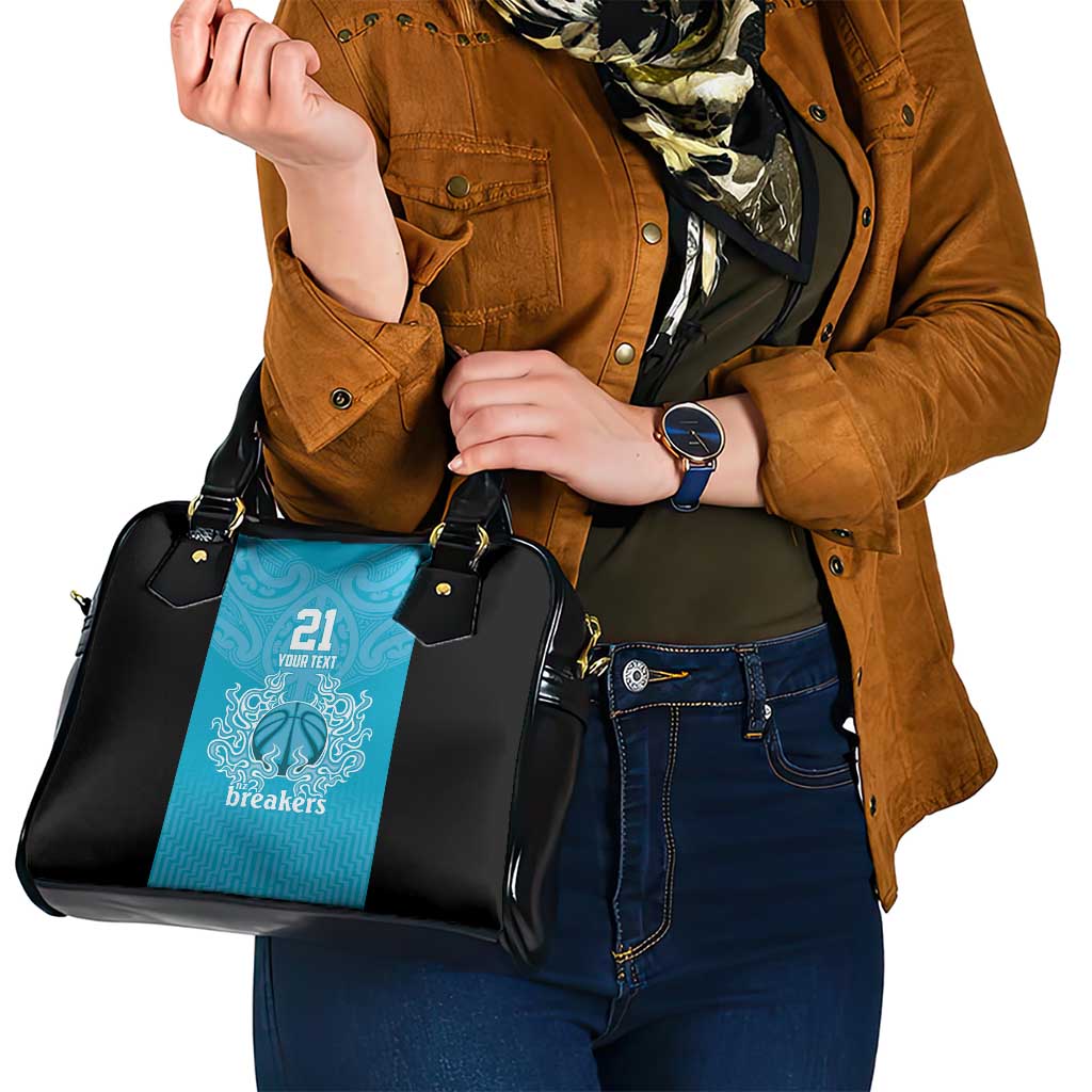 New Zealand Custom Shoulder Handbag Fire Basketball Maori Tribal Sky Blue - Aussie Hoodie