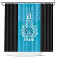 New Zealand Custom Shower Curtain Fire Basketball Maori Tribal Sky Blue - Aussie Hoodie