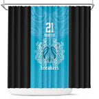 New Zealand Custom Shower Curtain Fire Basketball Maori Tribal Sky Blue - Aussie Hoodie