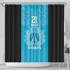 New Zealand Custom Shower Curtain Fire Basketball Maori Tribal Sky Blue - Aussie Hoodie