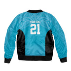 New Zealand Custom Sleeve Zip Bomber Jacket Fire Basketball Maori Tribal Sky Blue - Aussie Hoodie