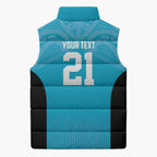 New Zealand Custom Sleeveless Puffer Jacket Fire Basketball Maori Tribal Sky Blue - Aussie Hoodie