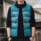 New Zealand Custom Sleeveless Puffer Jacket Fire Basketball Maori Tribal Sky Blue - Aussie Hoodie