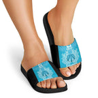 New Zealand Custom Slide Sandals Fire Basketball Maori Tribal Sky Blue - Aussie Hoodie