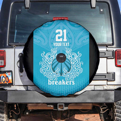 New Zealand Custom Spare Tire Cover Fire Basketball Maori Tribal Sky Blue - Aussie Hoodie