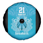 New Zealand Custom Spare Tire Cover Fire Basketball Maori Tribal Sky Blue - Aussie Hoodie