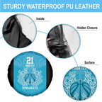 New Zealand Custom Spare Tire Cover Fire Basketball Maori Tribal Sky Blue - Aussie Hoodie