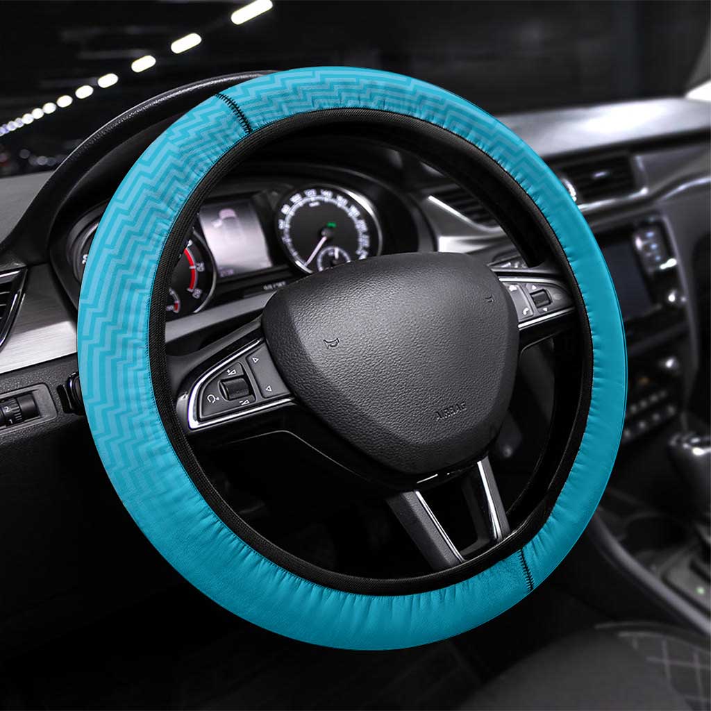 New Zealand Steering Wheel Cover Fire Basketball Maori Tribal Sky Blue - Aussie Hoodie