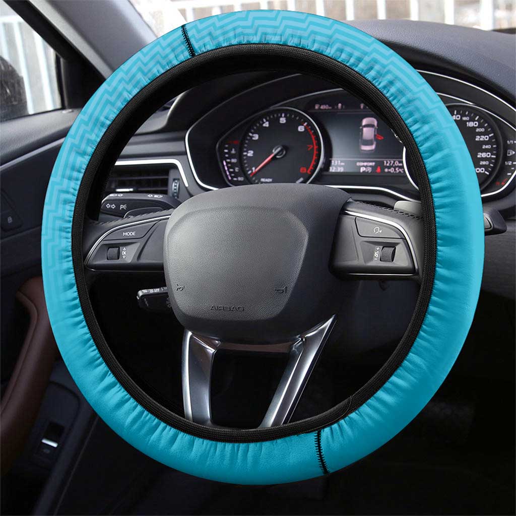 New Zealand Steering Wheel Cover Fire Basketball Maori Tribal Sky Blue - Aussie Hoodie
