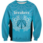 New Zealand Custom Sweatshirt Fire Basketball Maori Tribal Sky Blue - Aussie Hoodie