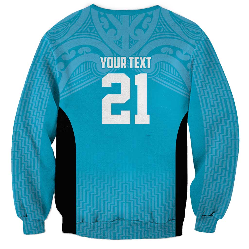 New Zealand Custom Sweatshirt Fire Basketball Maori Tribal Sky Blue - Aussie Hoodie
