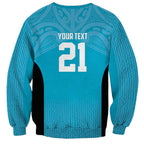 New Zealand Custom Sweatshirt Fire Basketball Maori Tribal Sky Blue - Aussie Hoodie