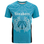 New Zealand Custom T Shirt Fire Basketball Maori Tribal Sky Blue - Aussie Hoodie