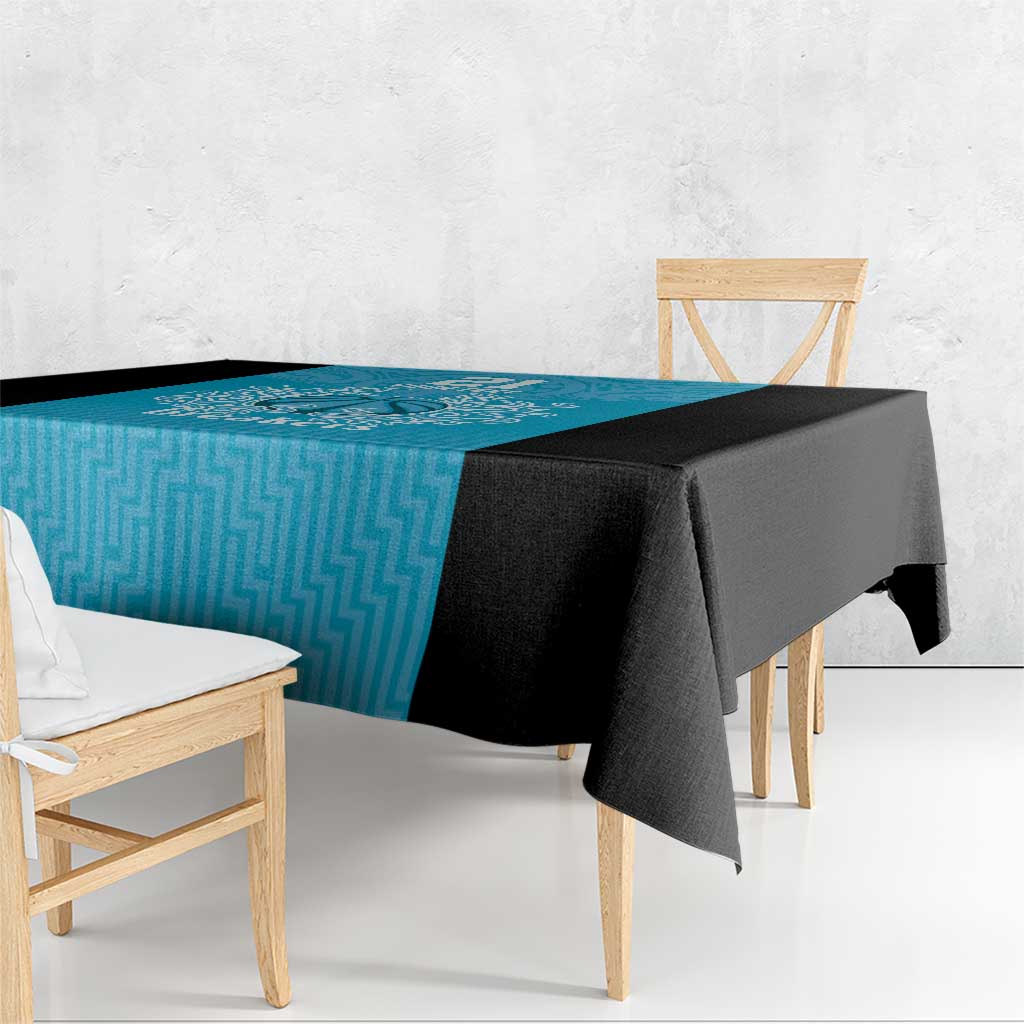New Zealand Custom Tablecloth Fire Basketball Maori Tribal Sky Blue - Aussie Hoodie