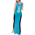 New Zealand Custom Tank Maxi Dress Fire Basketball Maori Tribal Sky Blue - Aussie Hoodie
