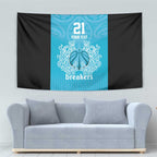 New Zealand Custom Tapestry Fire Basketball Maori Tribal Sky Blue - Aussie Hoodie