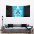 New Zealand Custom Tapestry Fire Basketball Maori Tribal Sky Blue - Aussie Hoodie