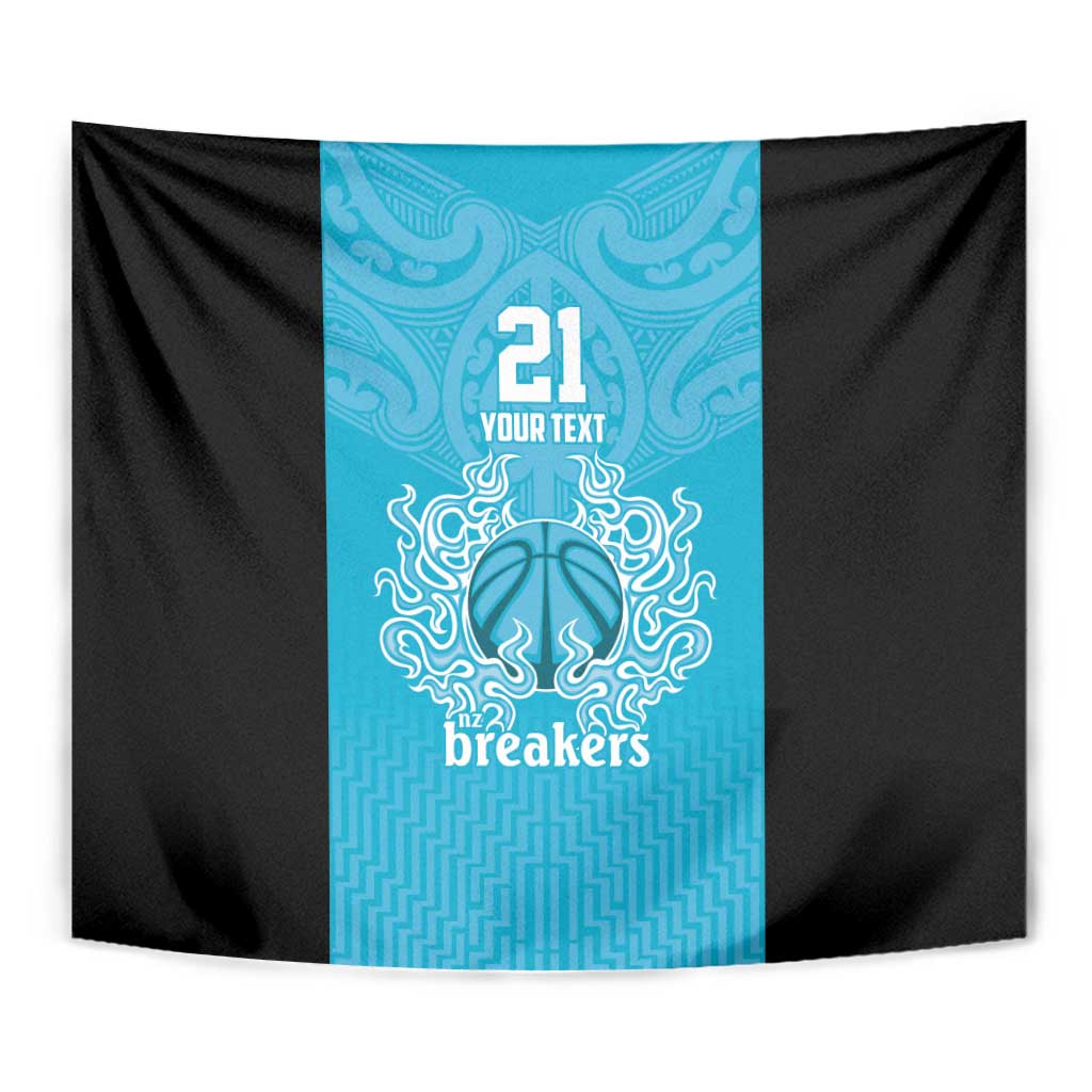 New Zealand Custom Tapestry Fire Basketball Maori Tribal Sky Blue - Aussie Hoodie