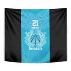 New Zealand Custom Tapestry Fire Basketball Maori Tribal Sky Blue - Aussie Hoodie