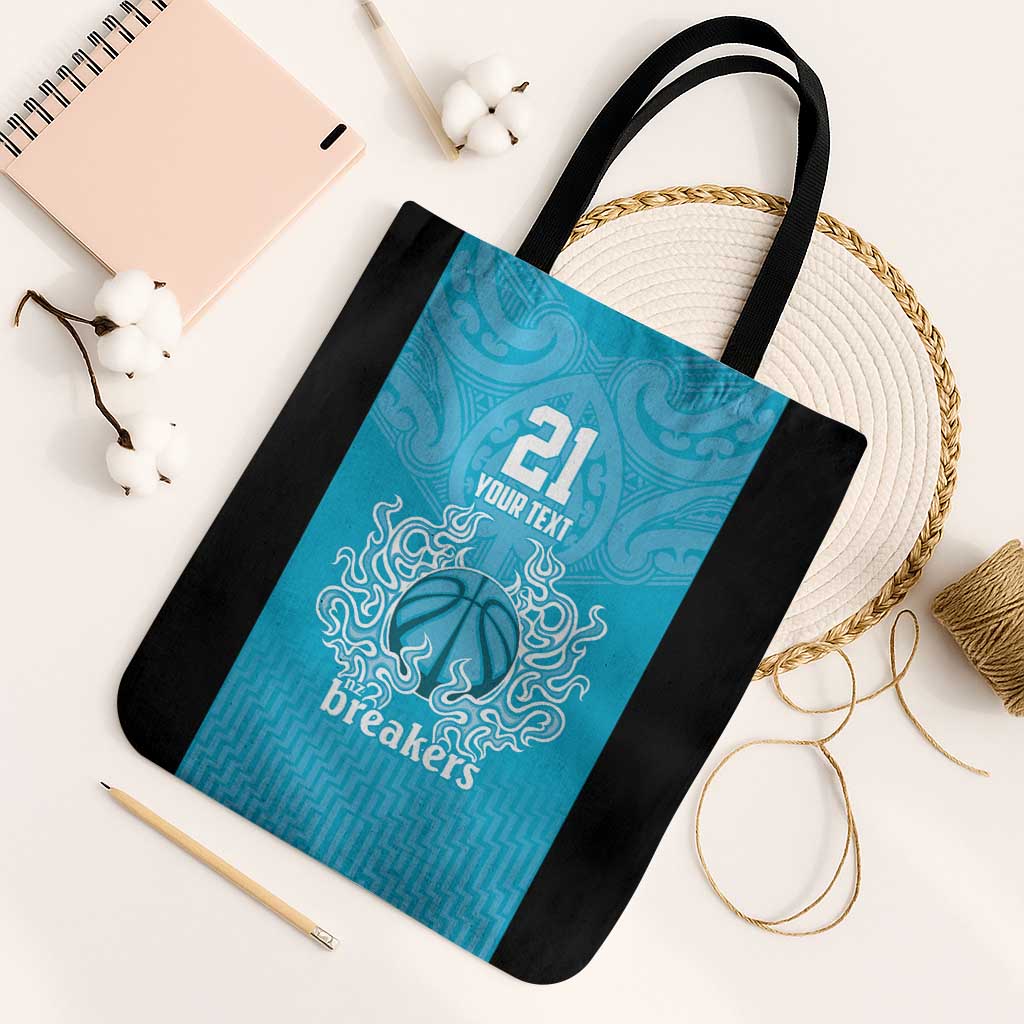 New Zealand Custom Tote Bag Fire Basketball Maori Tribal Sky Blue - Aussie Hoodie