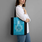 New Zealand Custom Tote Bag Fire Basketball Maori Tribal Sky Blue - Aussie Hoodie