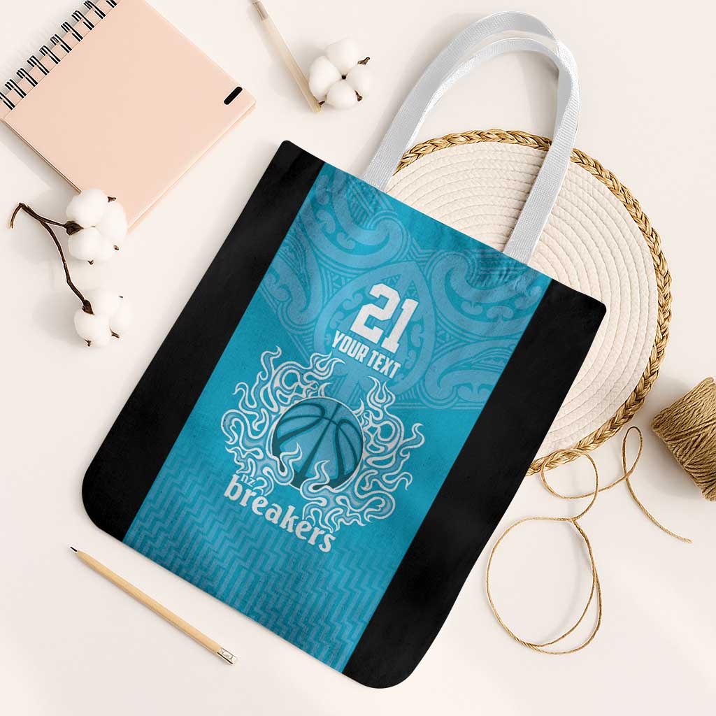 New Zealand Custom Tote Bag Fire Basketball Maori Tribal Sky Blue - Aussie Hoodie
