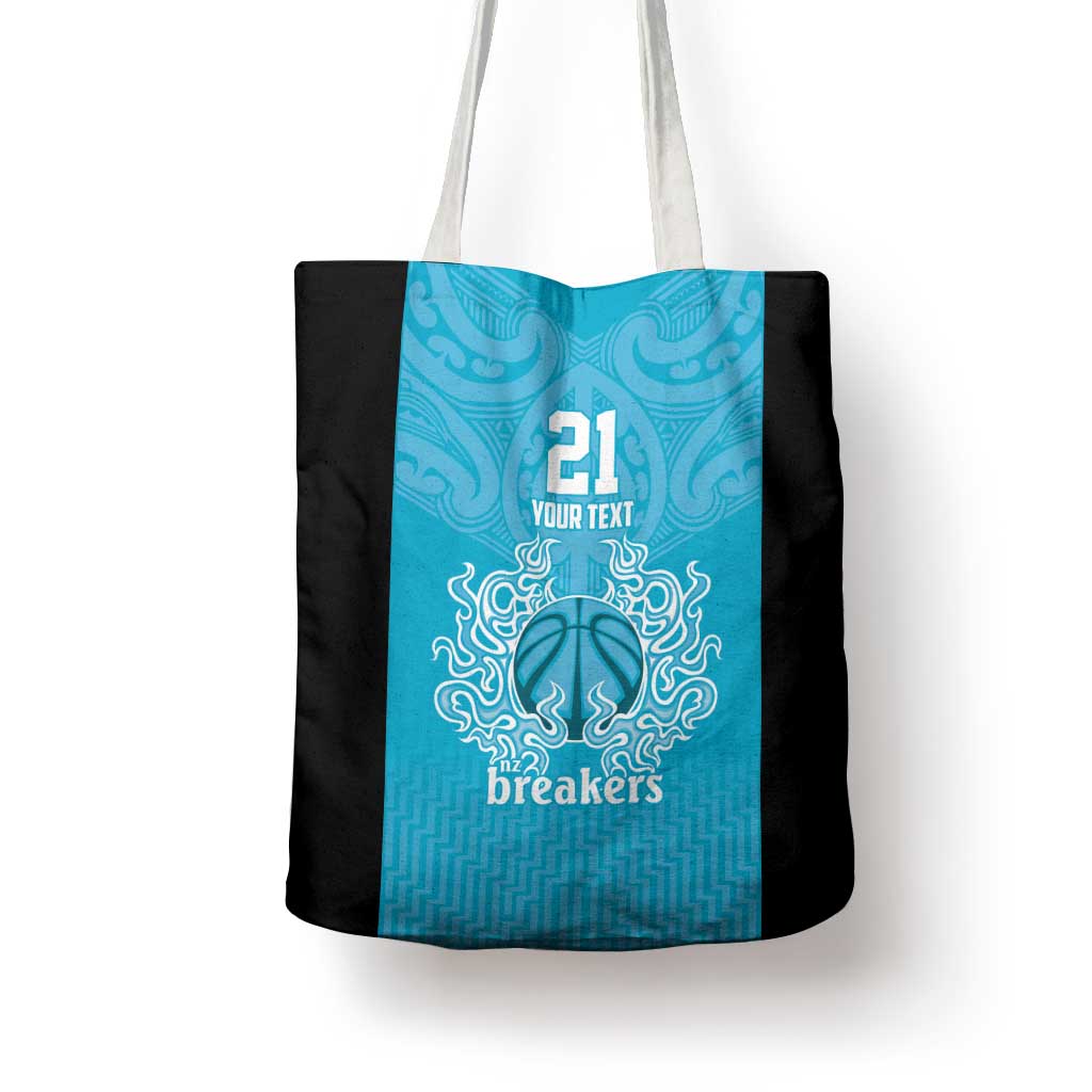 New Zealand Custom Tote Bag Fire Basketball Maori Tribal Sky Blue - Aussie Hoodie