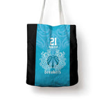 New Zealand Custom Tote Bag Fire Basketball Maori Tribal Sky Blue - Aussie Hoodie