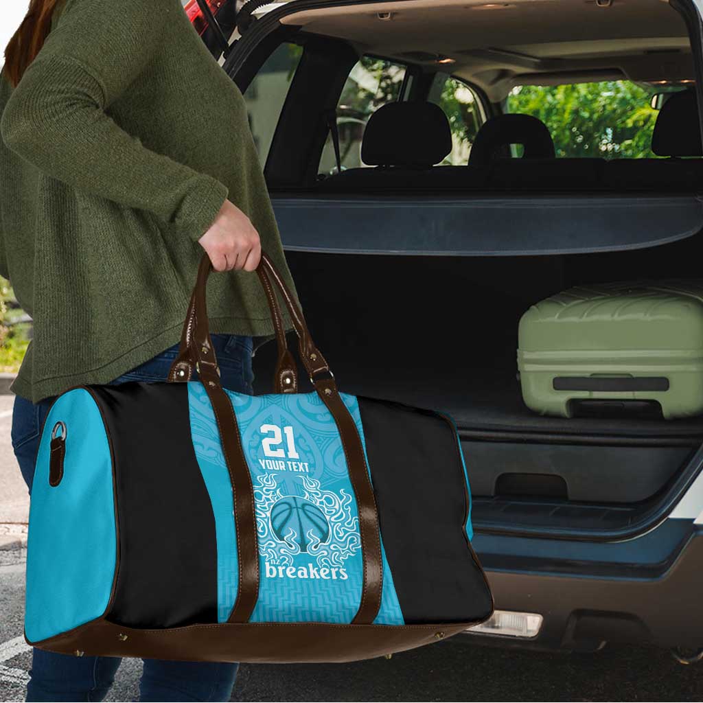 New Zealand Custom Travel Bag Fire Basketball Maori Tribal Sky Blue - Aussie Hoodie