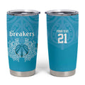 New Zealand Custom Tumbler Cup Fire Basketball Maori Tribal Sky Blue - Aussie Hoodie
