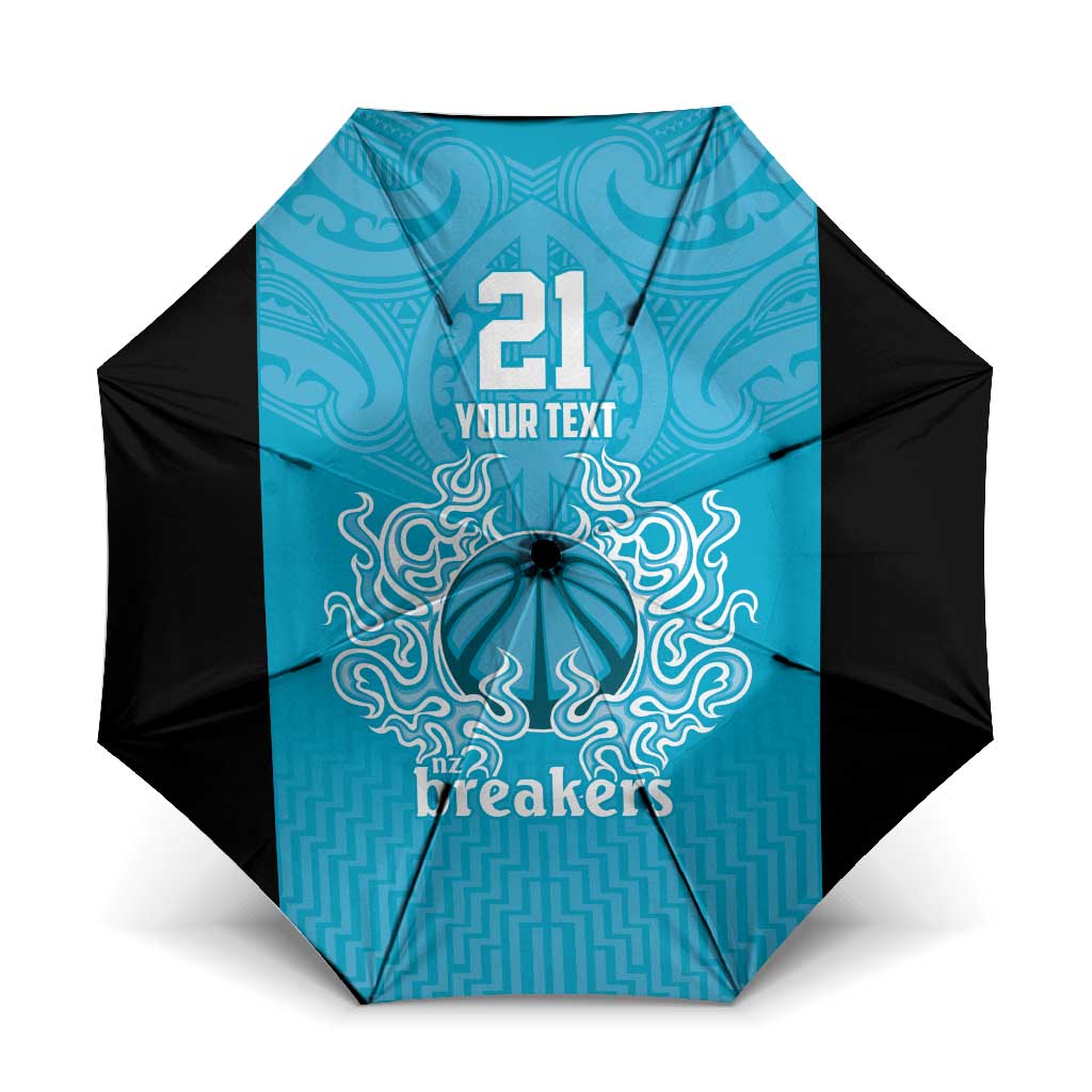 New Zealand Custom Umbrella Fire Basketball Maori Tribal Sky Blue - Aussie Hoodie