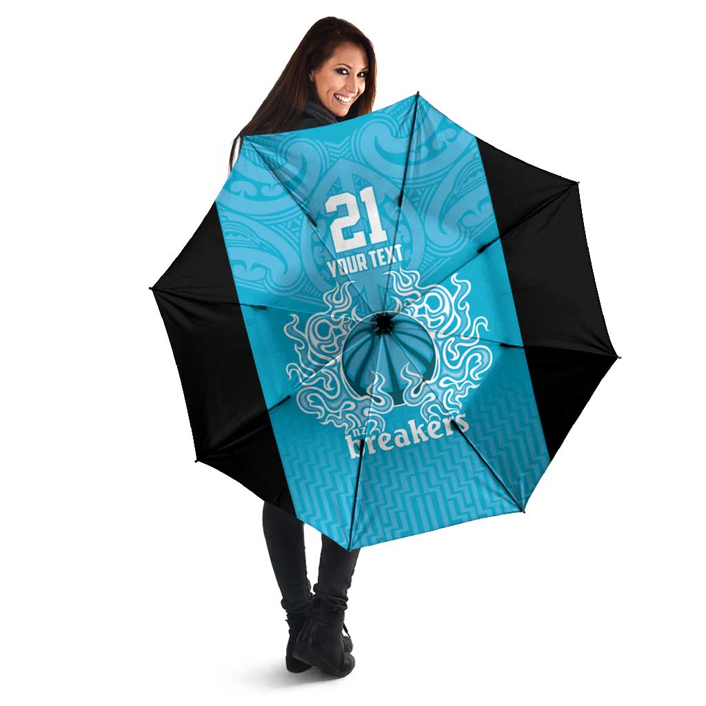 New Zealand Custom Umbrella Fire Basketball Maori Tribal Sky Blue - Aussie Hoodie
