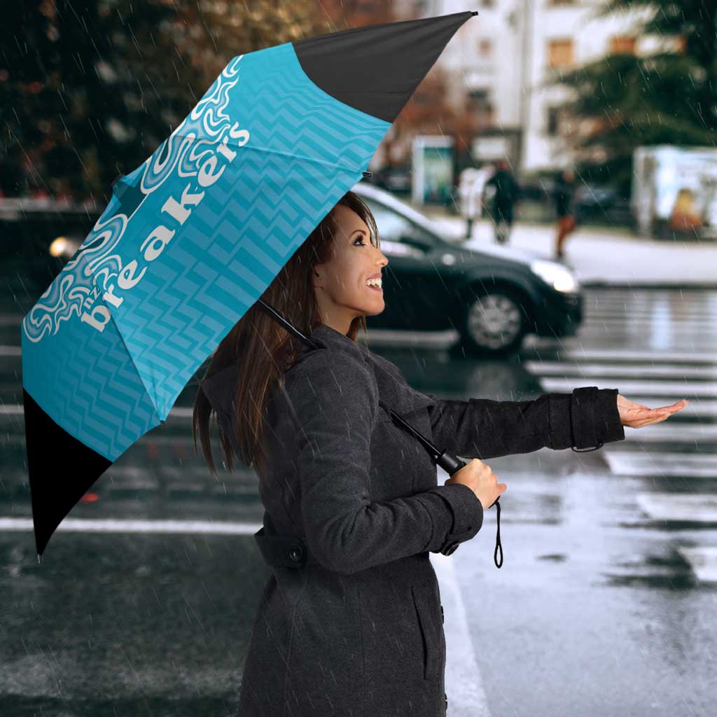 New Zealand Custom Umbrella Fire Basketball Maori Tribal Sky Blue - Aussie Hoodie