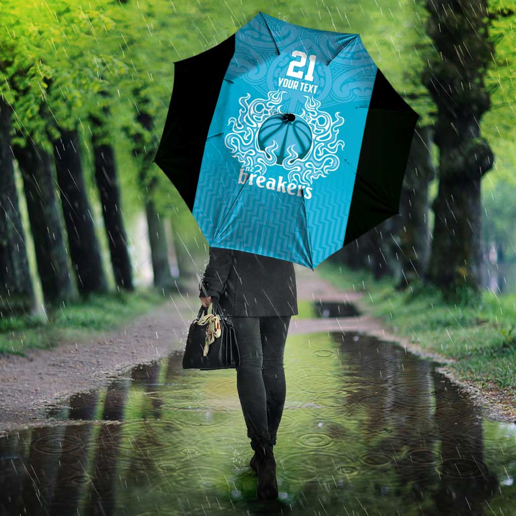 New Zealand Custom Umbrella Fire Basketball Maori Tribal Sky Blue - Aussie Hoodie