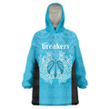 New Zealand Custom Wearable Blanket Hoodie Fire Basketball Maori Tribal Sky Blue - Aussie Hoodie