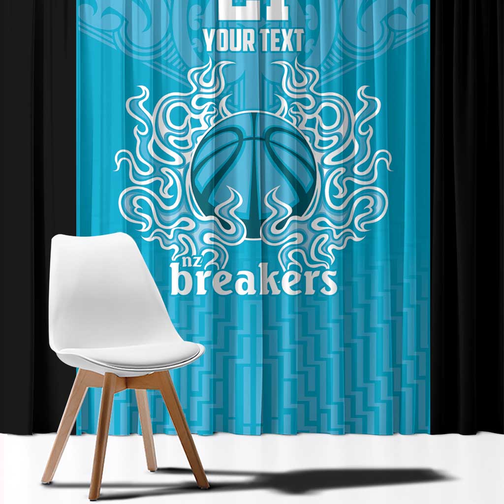 New Zealand Custom Window Curtain Fire Basketball Maori Tribal Sky Blue - Aussie Hoodie