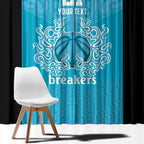 New Zealand Custom Window Curtain Fire Basketball Maori Tribal Sky Blue - Aussie Hoodie