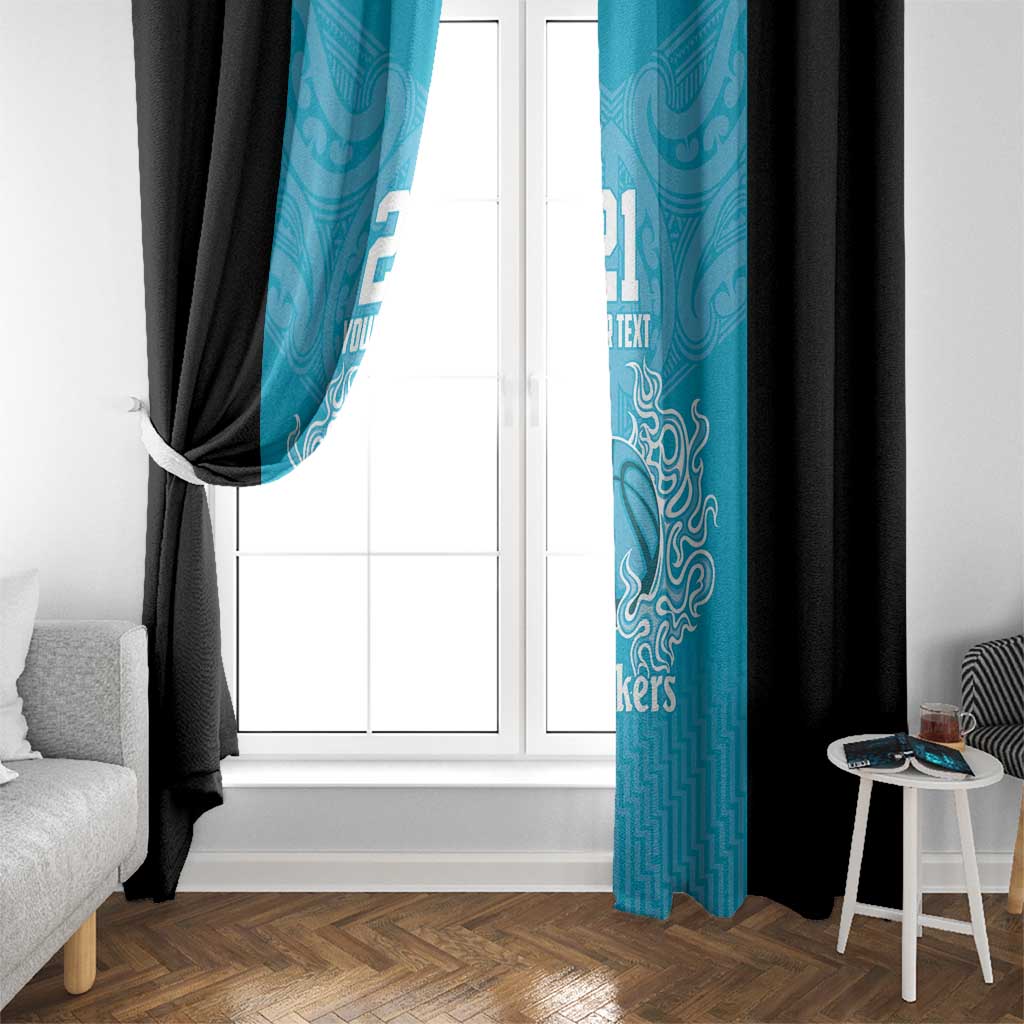 New Zealand Custom Window Curtain Fire Basketball Maori Tribal Sky Blue - Aussie Hoodie